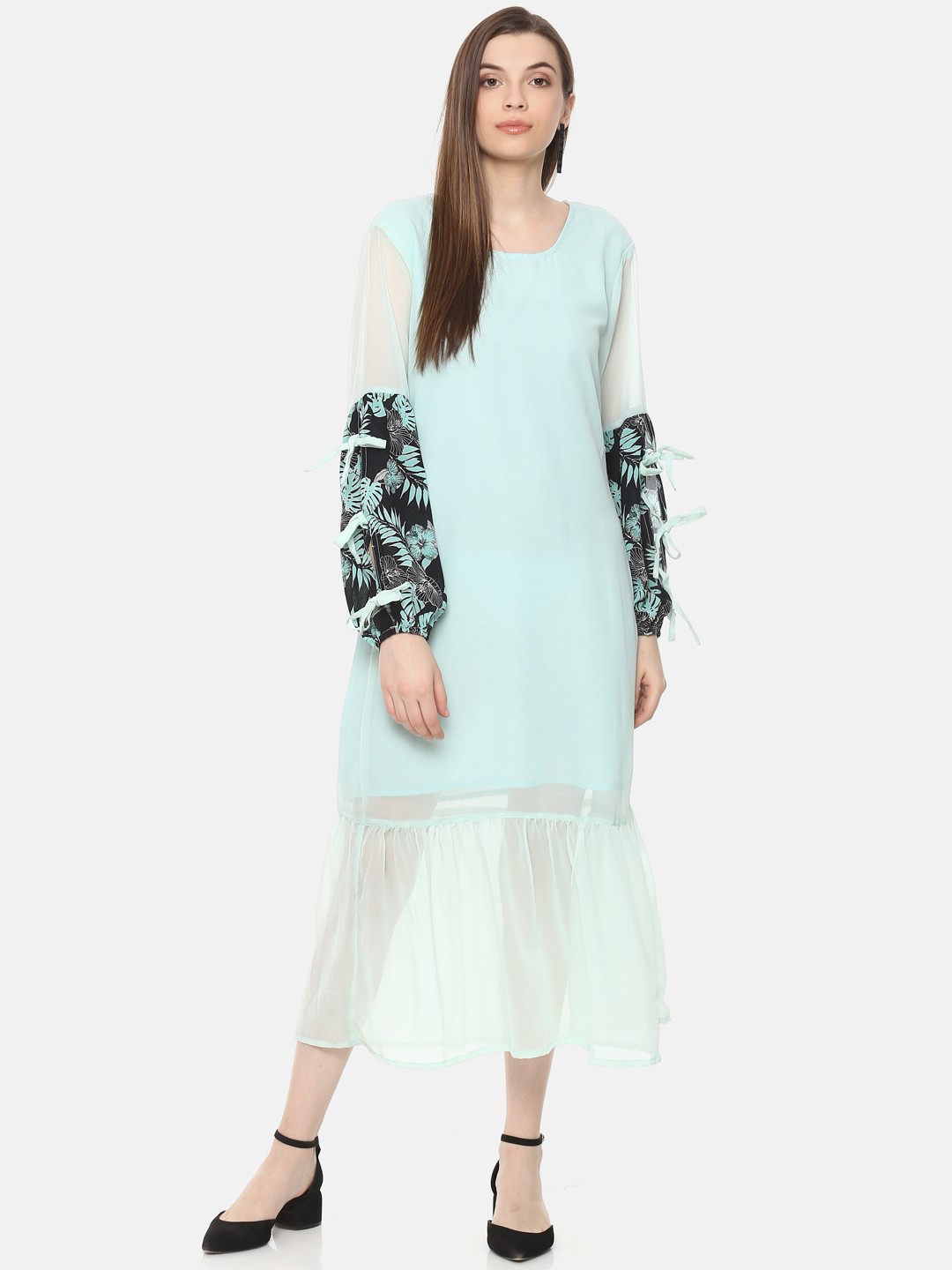 

Belle Fille Women Sea Green Solid Maxi Dress