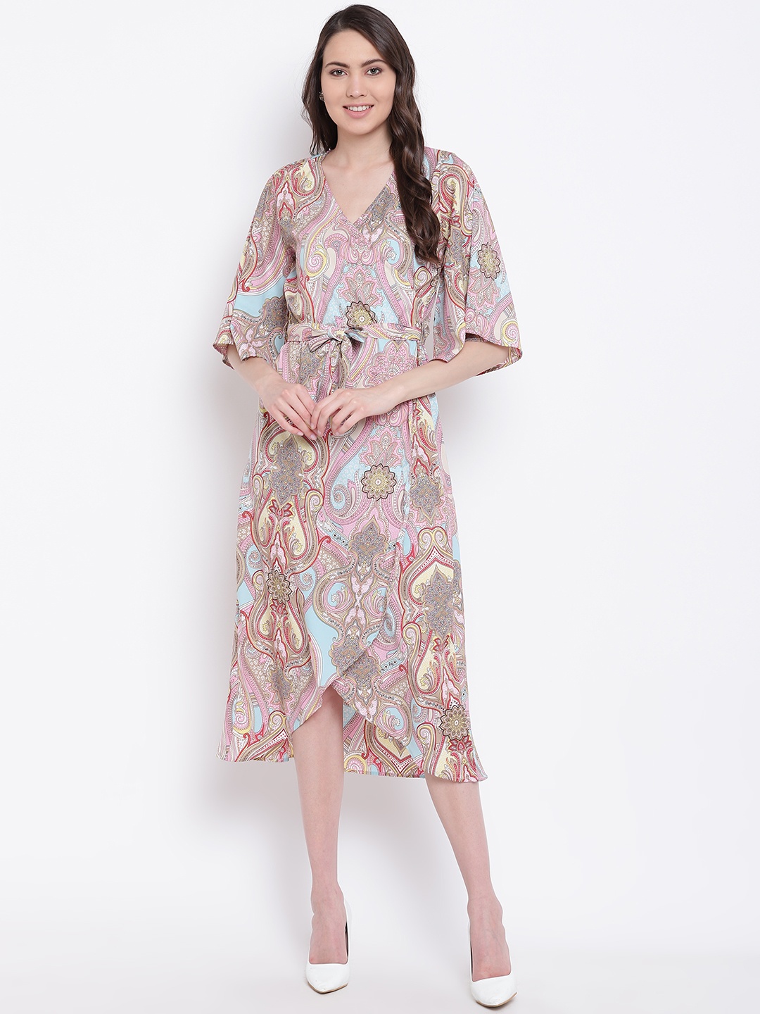

Belle Fille Women Pink Printed Wrap Dress