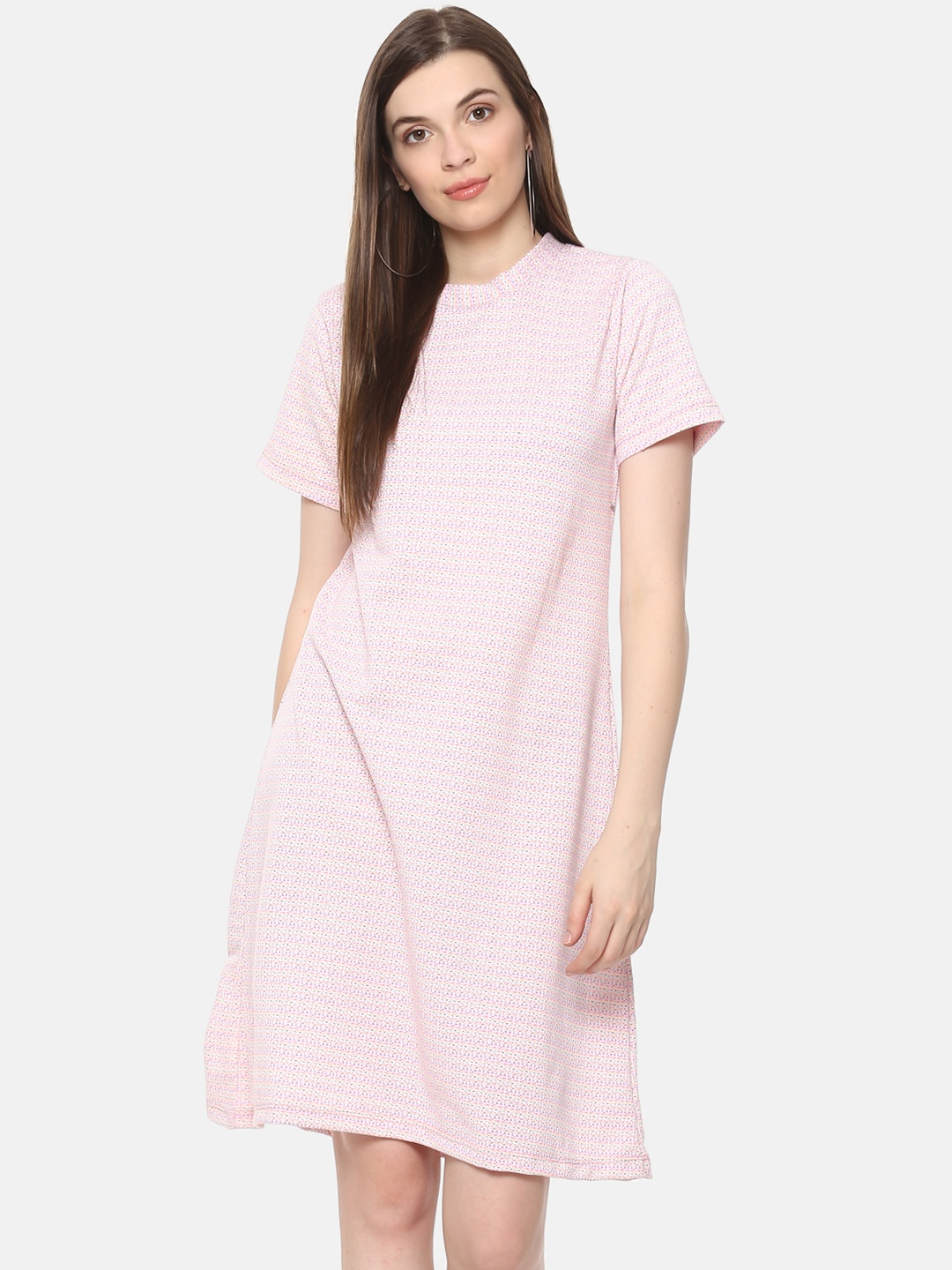 

Belle Fille Women Pink Self Design A-Line Dress