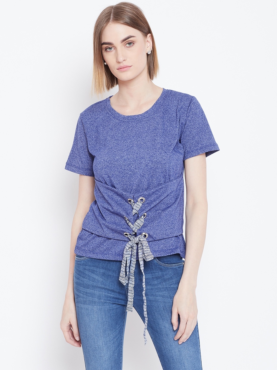 

Belle Fille Women Blue Solid Top