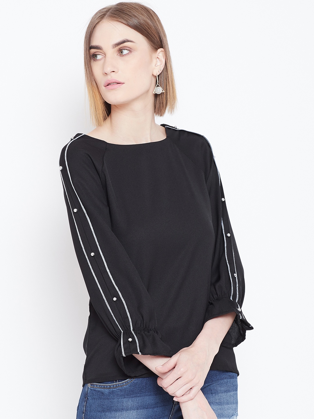 

Belle Fille Women Black Solid Top