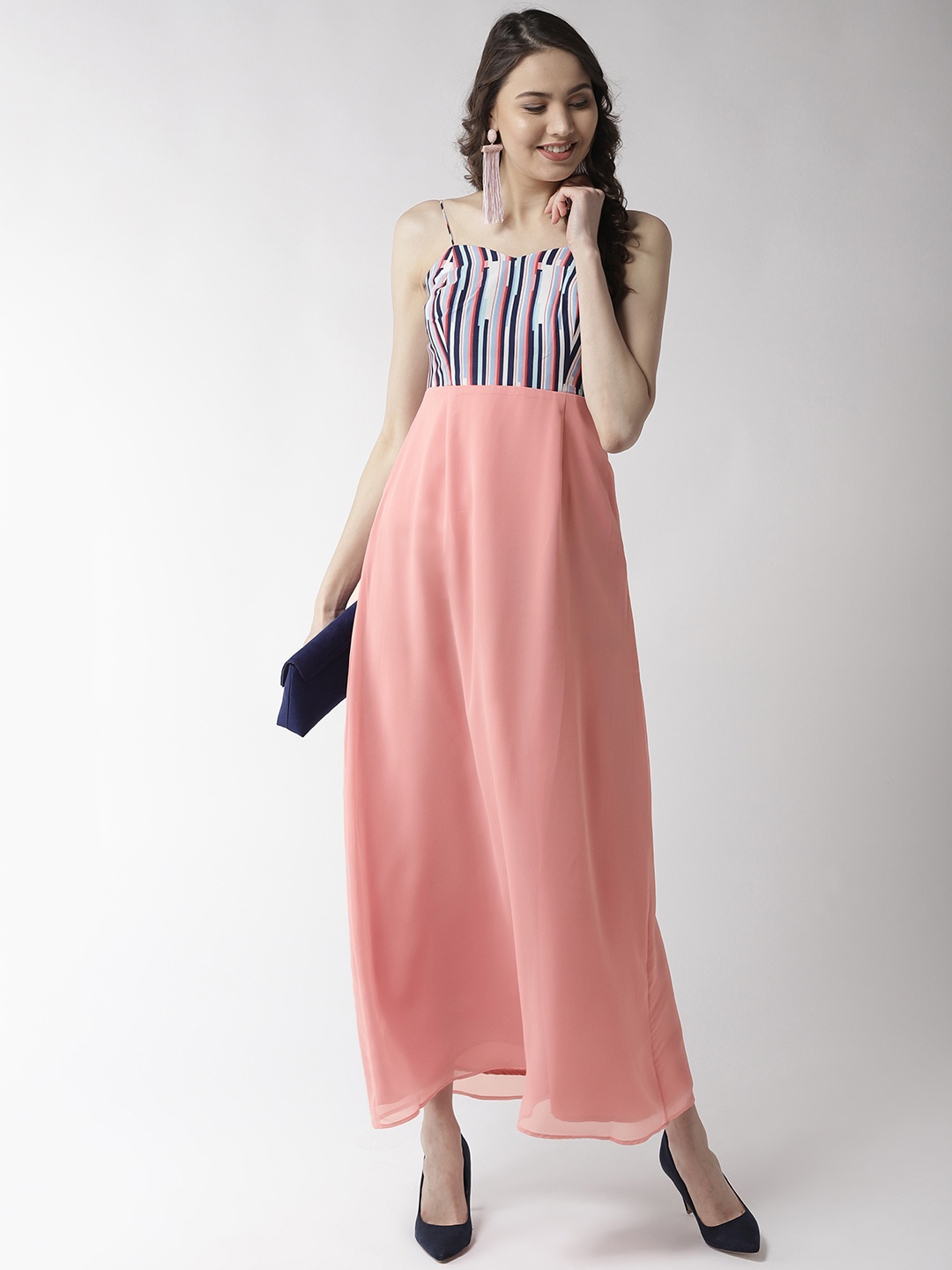 

MISH Women Pink Striped Detail Maxi Dress