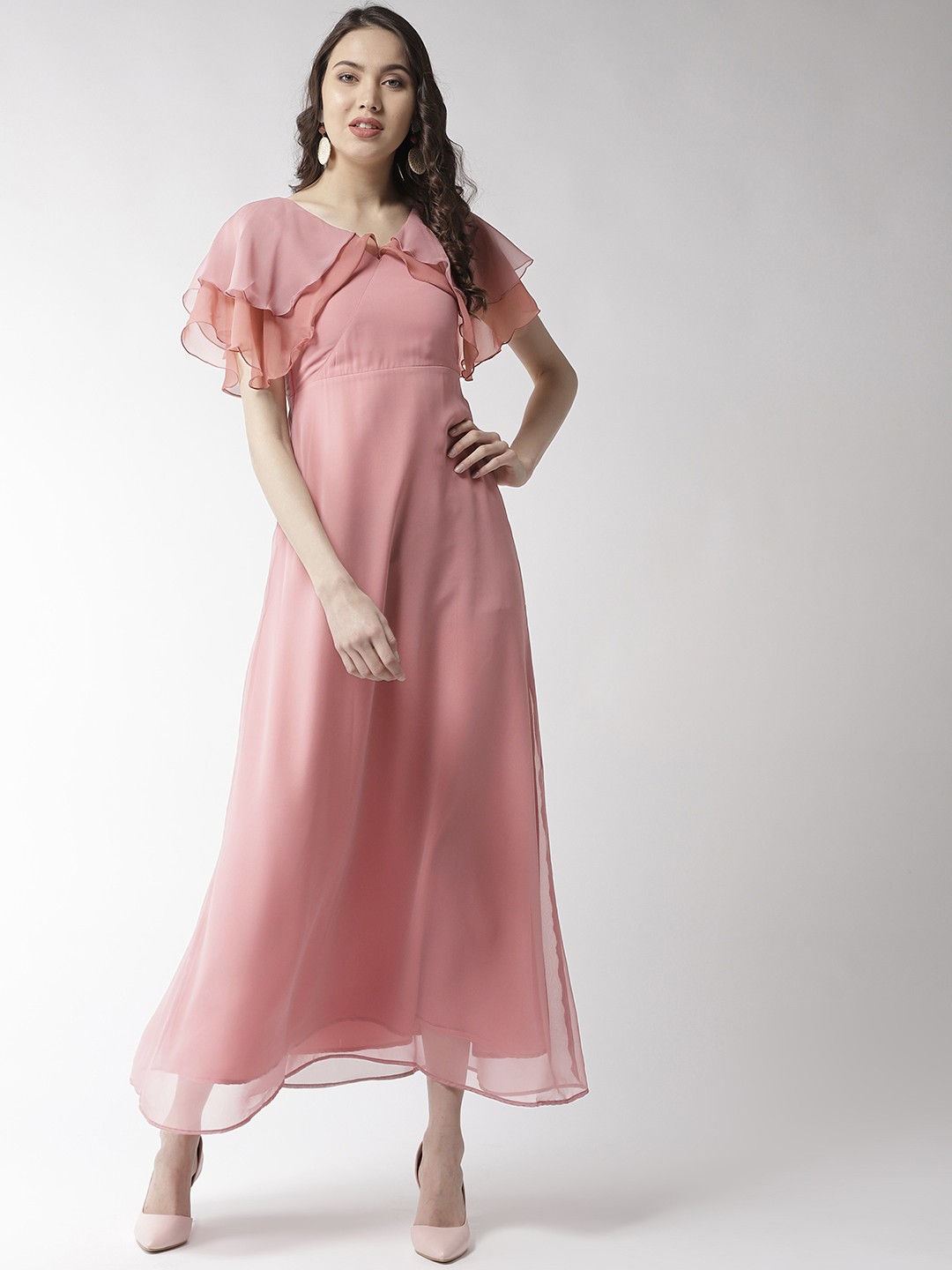 

MISH Women Pink Solid Maxi Dress