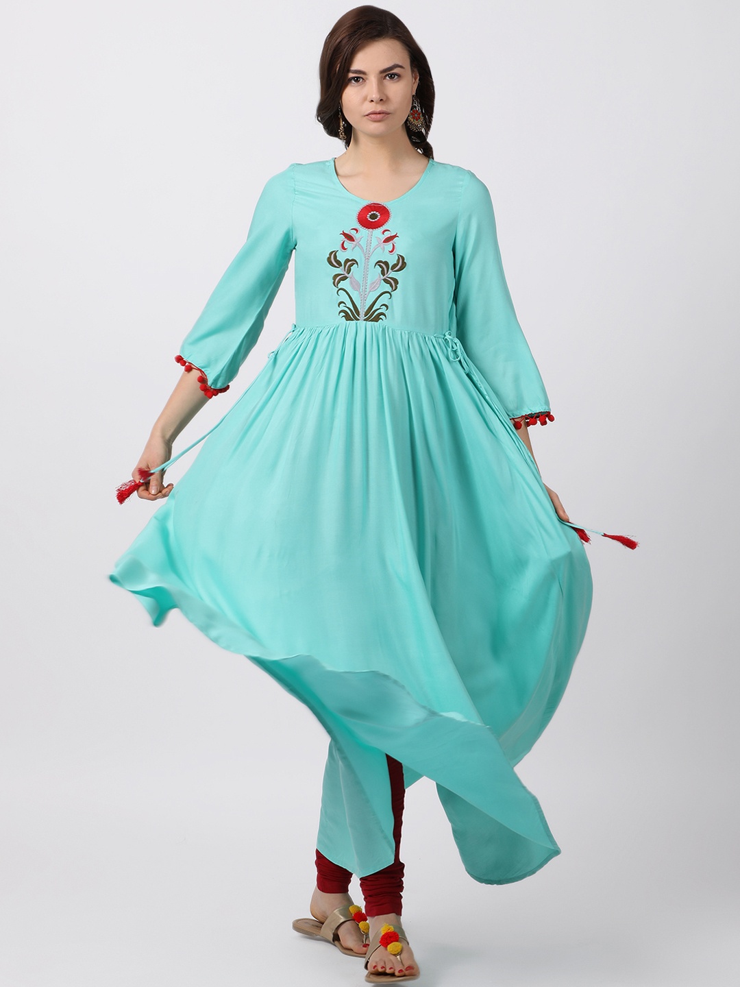 

Alena Women Sea Green Embroidered Anarkali Kurta