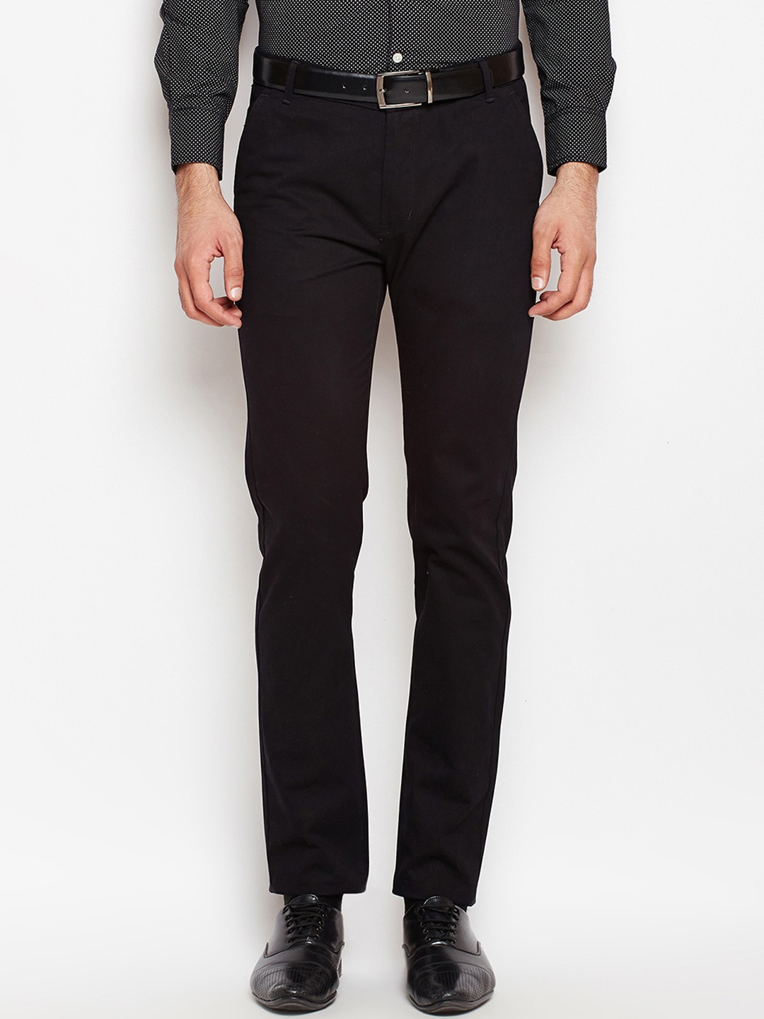 

Hancock Men Black Slim Fit Solid Formal Trousers