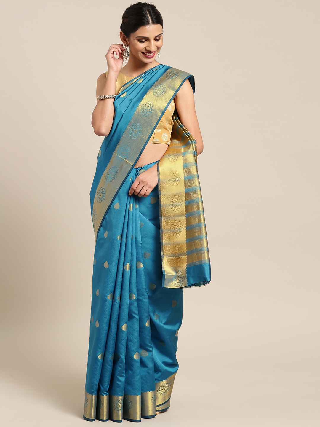 

Blissta Blue Woven Design Saree