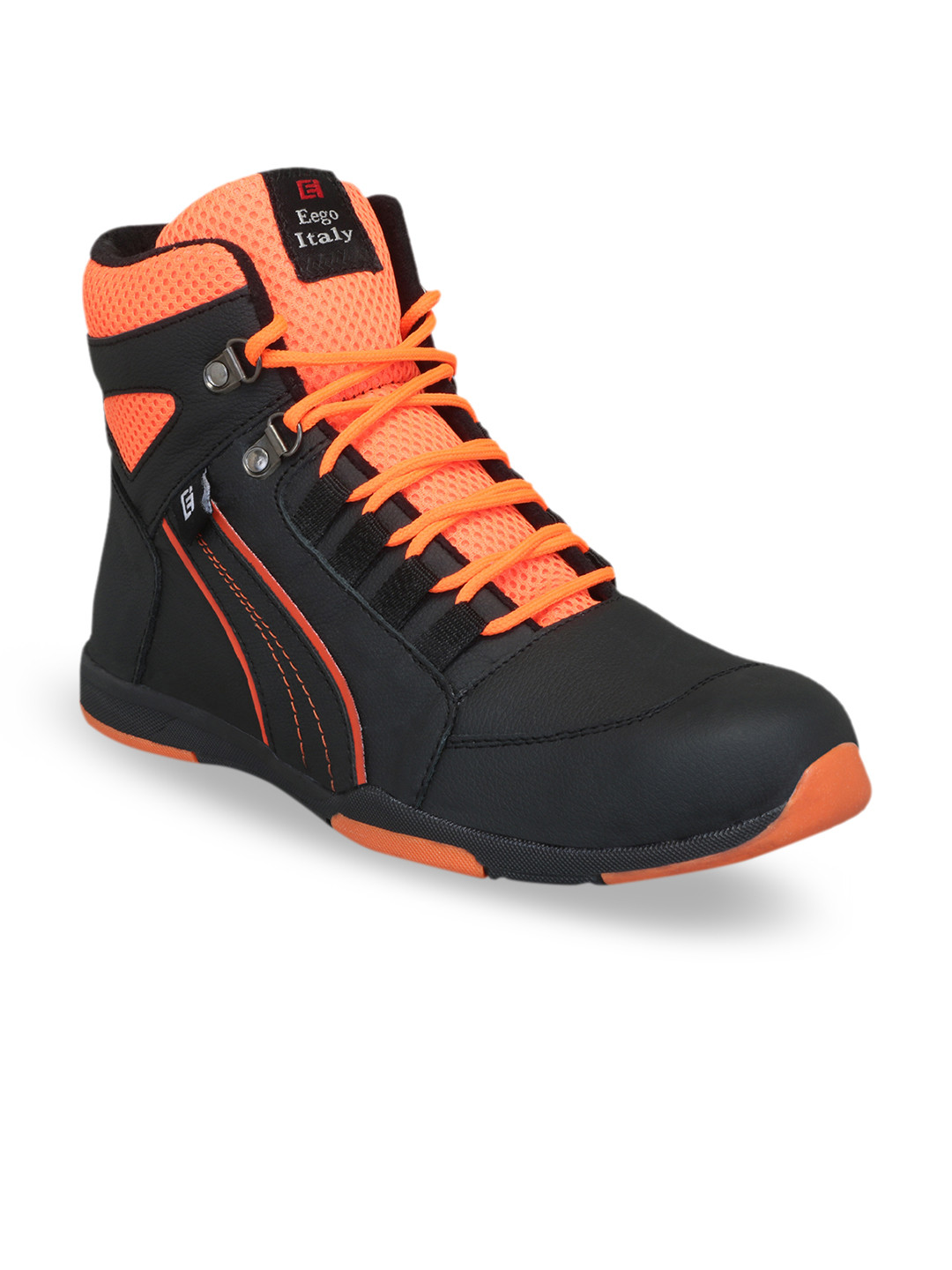 

Eego Italy Men Orange Leather Mid-Top Trekking Shoes