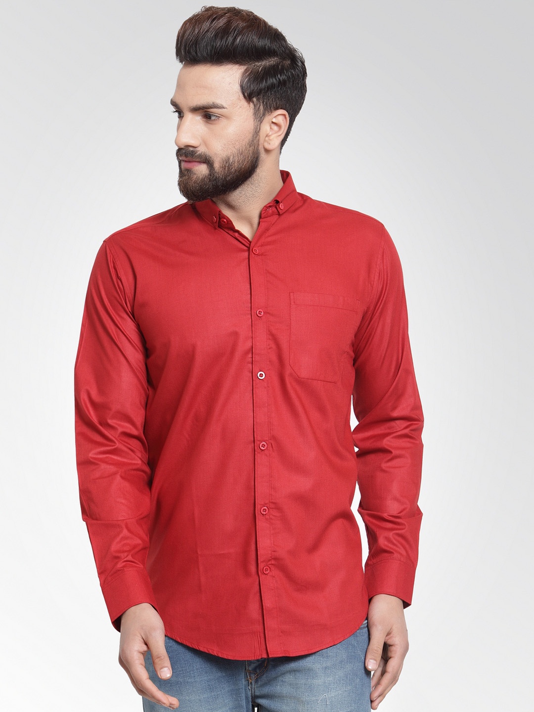 

JAINISH Men Red Classic Slim Fit Solid Casual Shirt