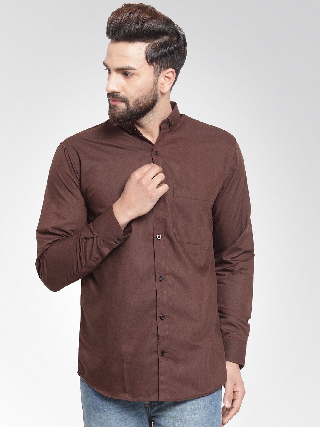 

JAINISH Men Coffee Brown Classic Slim Fit Solid Casual Shirt