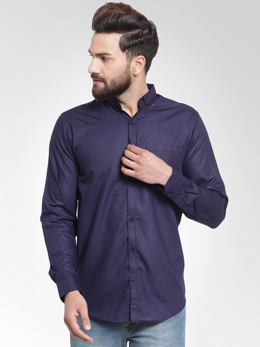 

JAINISH Men Navy Blue Classic Slim Fit Solid Casual Shirt