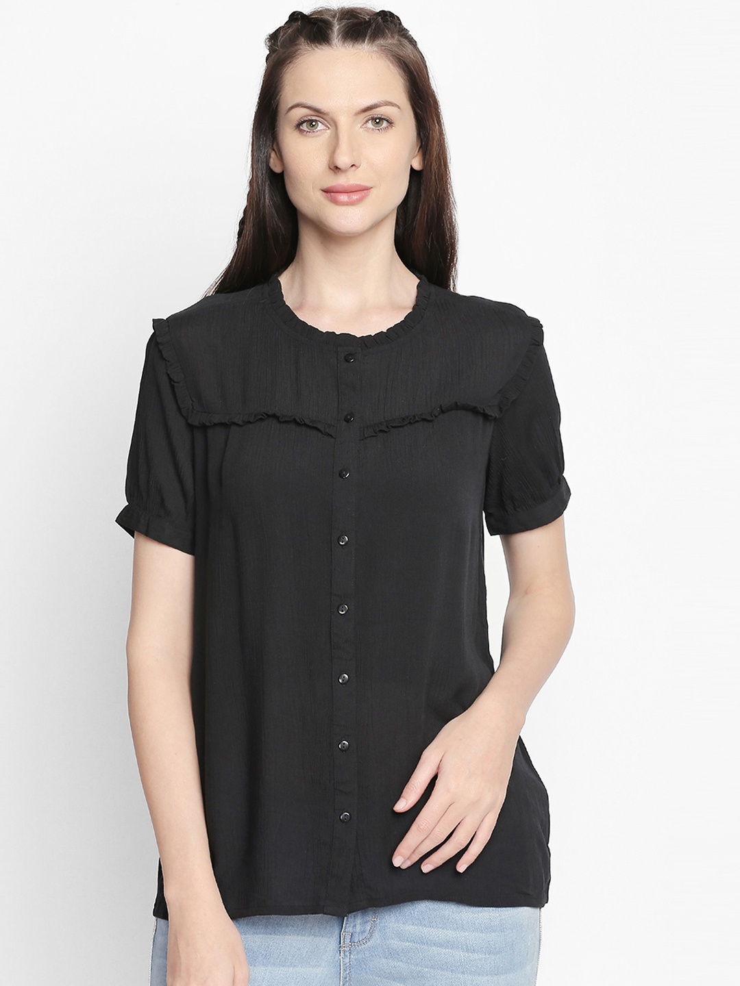 

Honey by Pantaloons Women Black Solid Shirt Style Top
