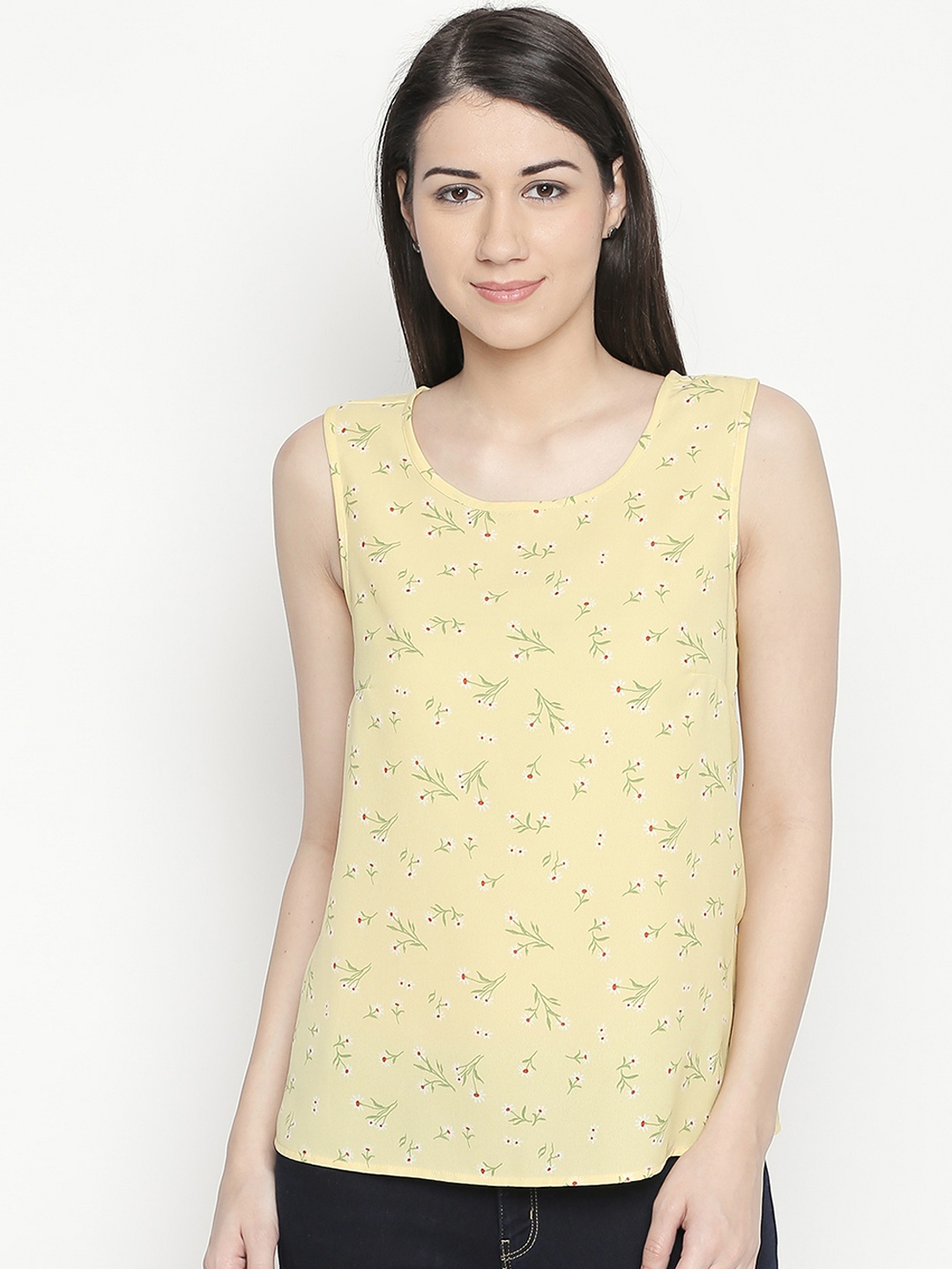 

Honey by Pantaloons Women Yellow Printed A-Line Top