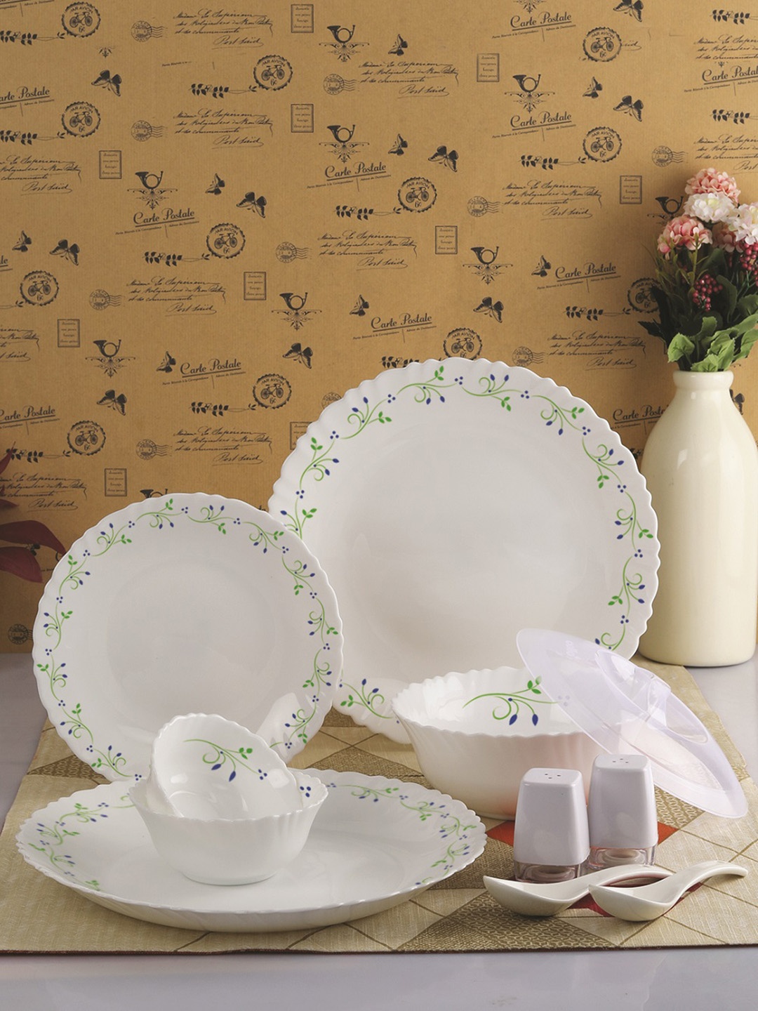 

Cello White Printed 37-piece Tropical Lagoon Opalware Dazzle Dinner Set