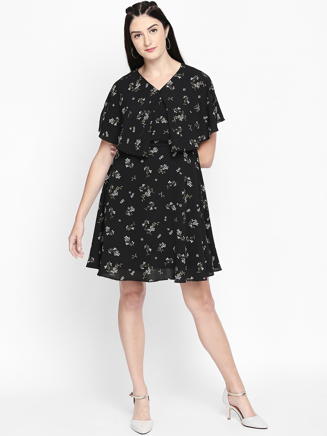 

Honey by Pantaloons Women Black Printed Fit and Flare Dress