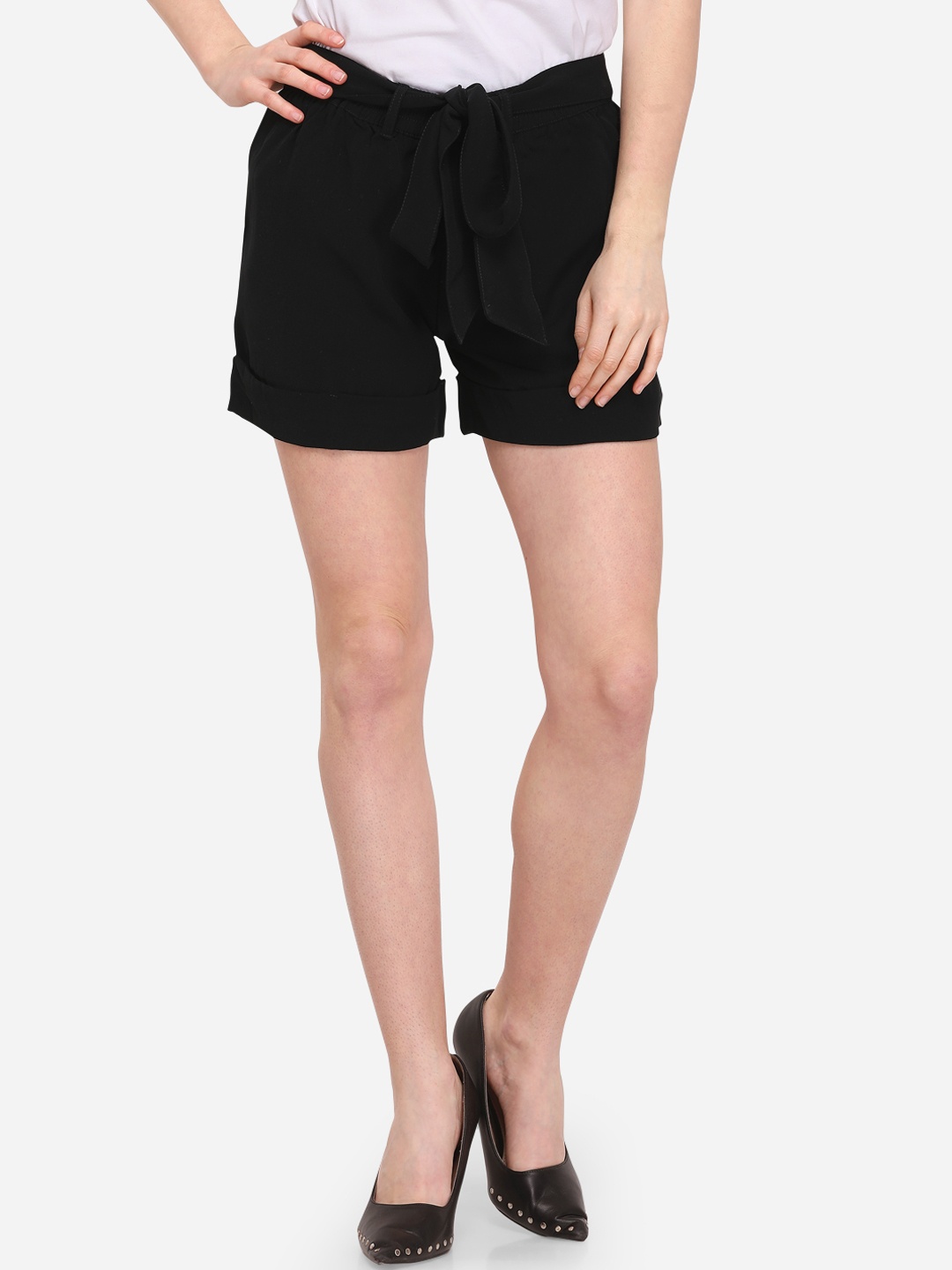 

Smarty Pants Women Black Solid Regular Fit Hot Pants