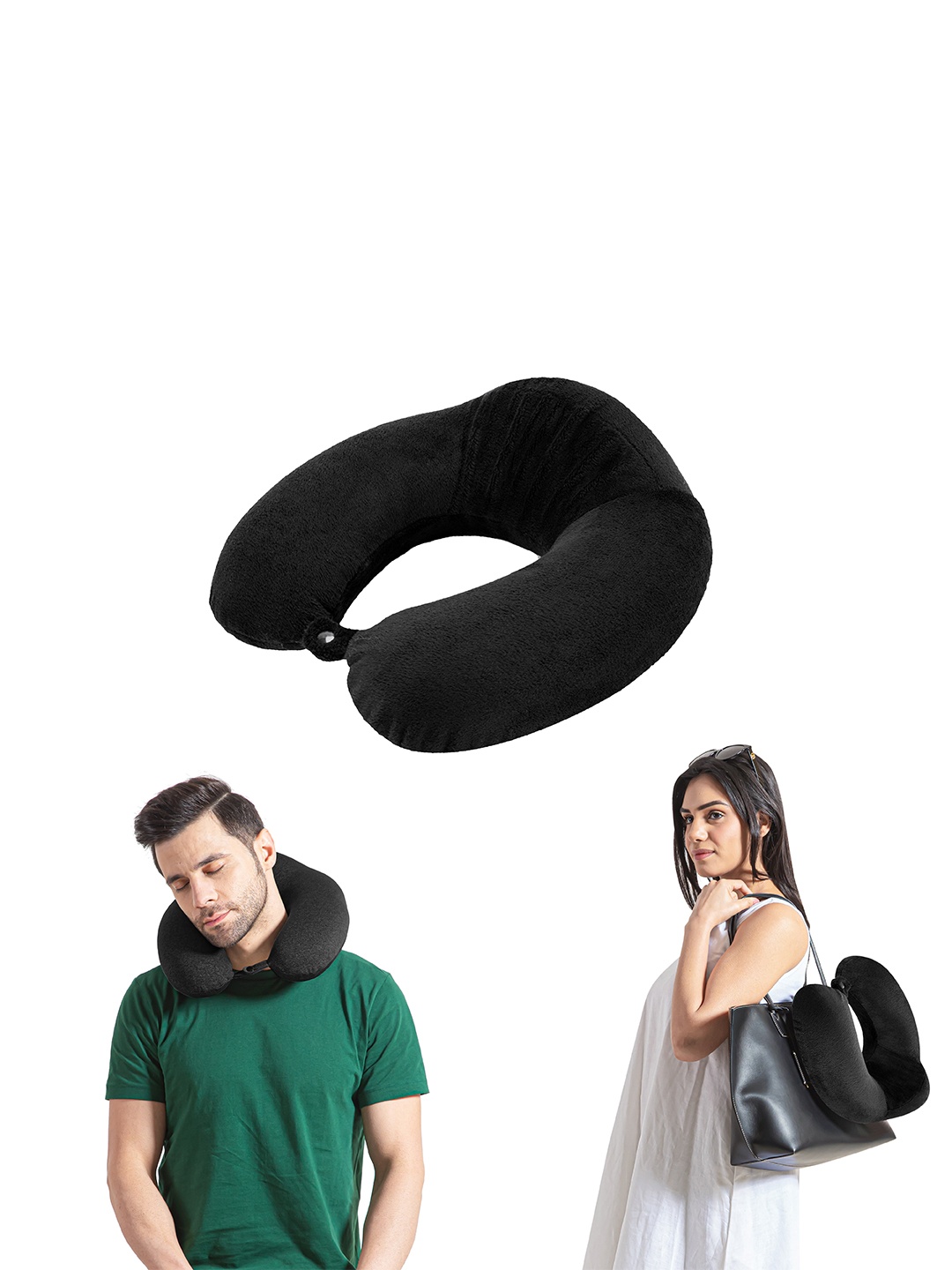 

The White Willow Black Memory Foam Travel Neck Pillow