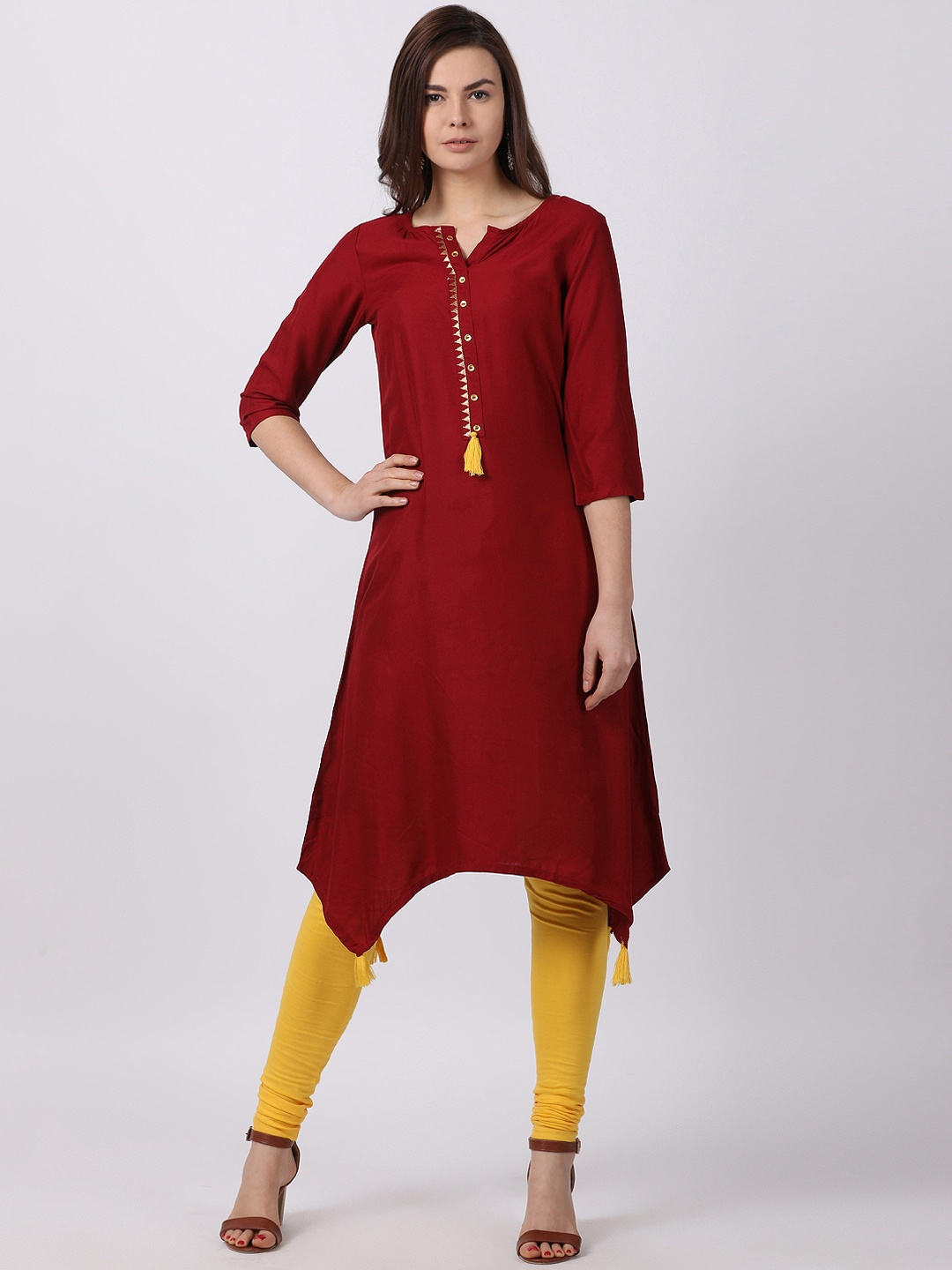 

Alena Women Maroon Solid A-Line Kurta