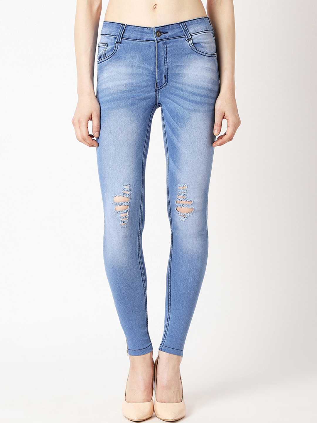 

Miss Chase Women Blue Skinny Fit Mid-Rise Mildly Distressed Jeans