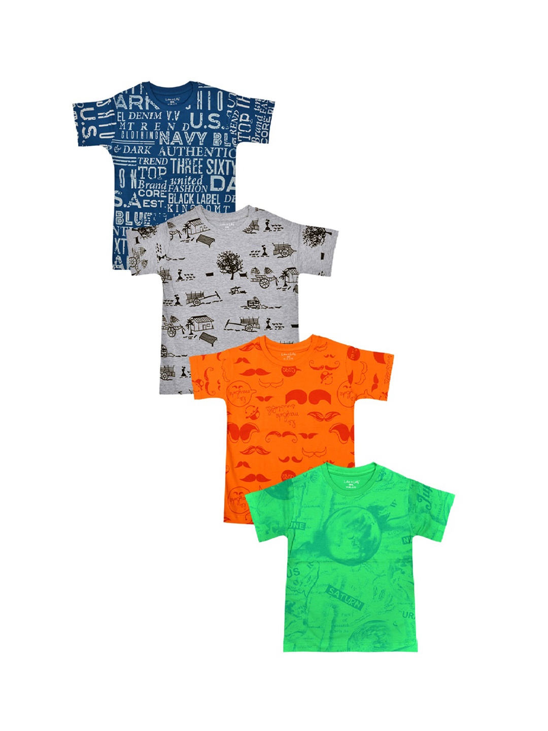 

Luke & Lilly Boys Pack of 4 Printed Round Neck T-shirt, Multi