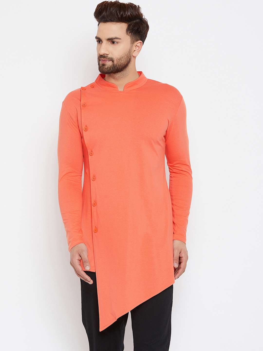 

Hypernation Men Coral Solid Straight Kurta