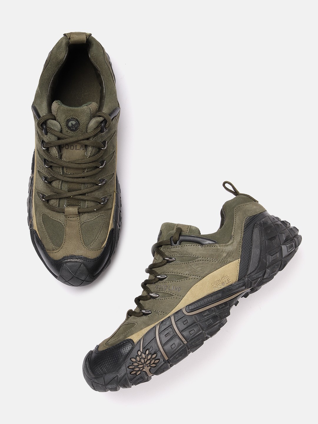 

Woodland Men Nubuck Leather Sneakers, Olive