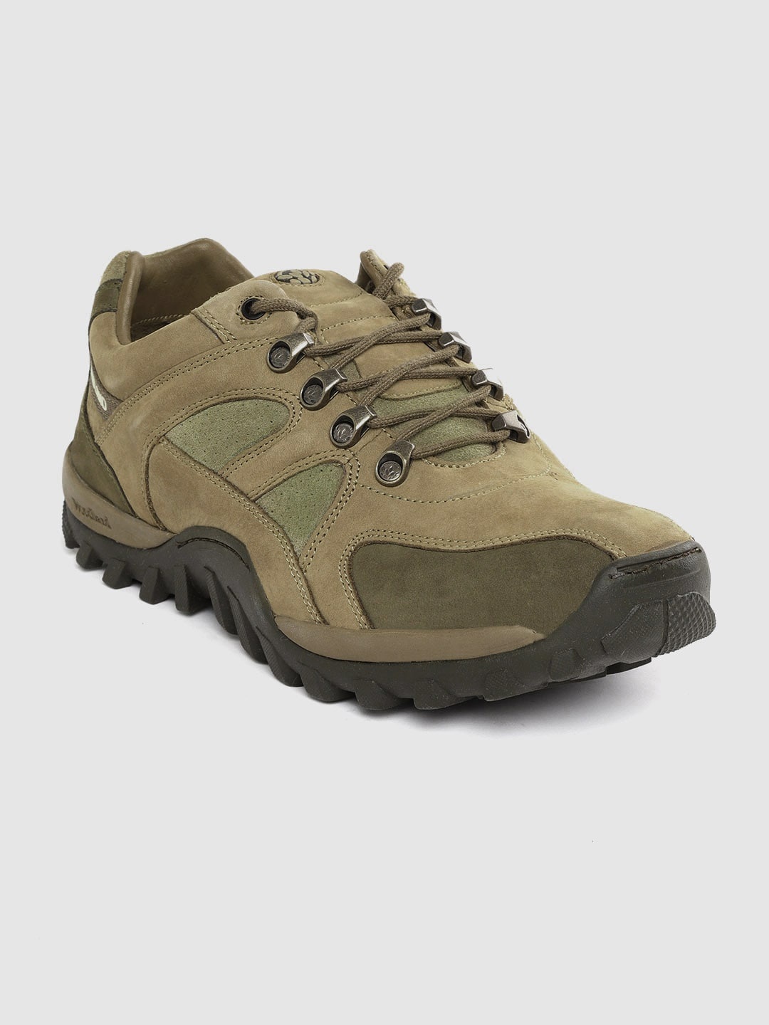 

Woodland Men Khaki & Olive Green Nubuck Sneakers