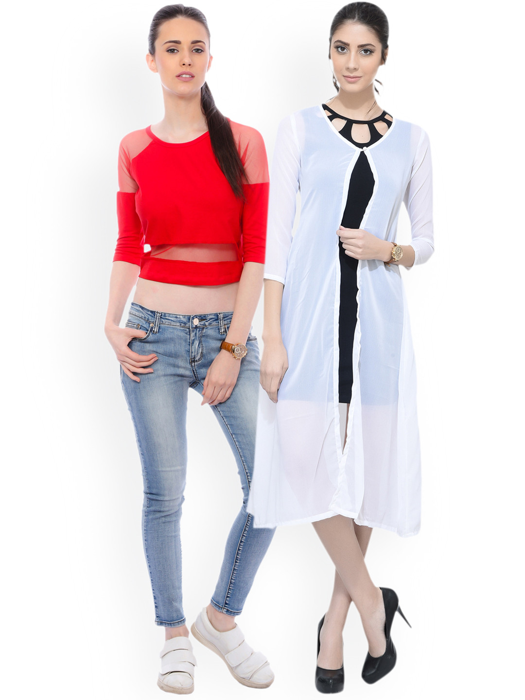 

SCORPIOUS Women Pack of Shrug & Top, White