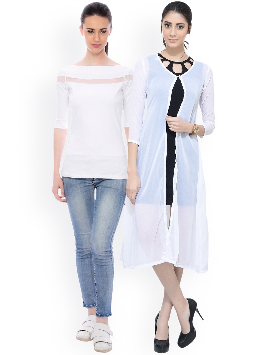

SCORPIOUS Women Pack of Shrug & Top, White