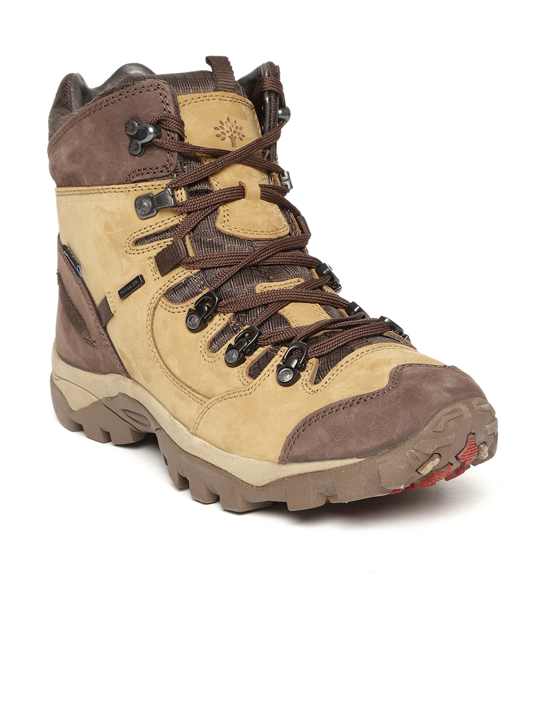 

Woodland Men Nubuck Leather Mid-Top Trekking Shoes, Camel brown