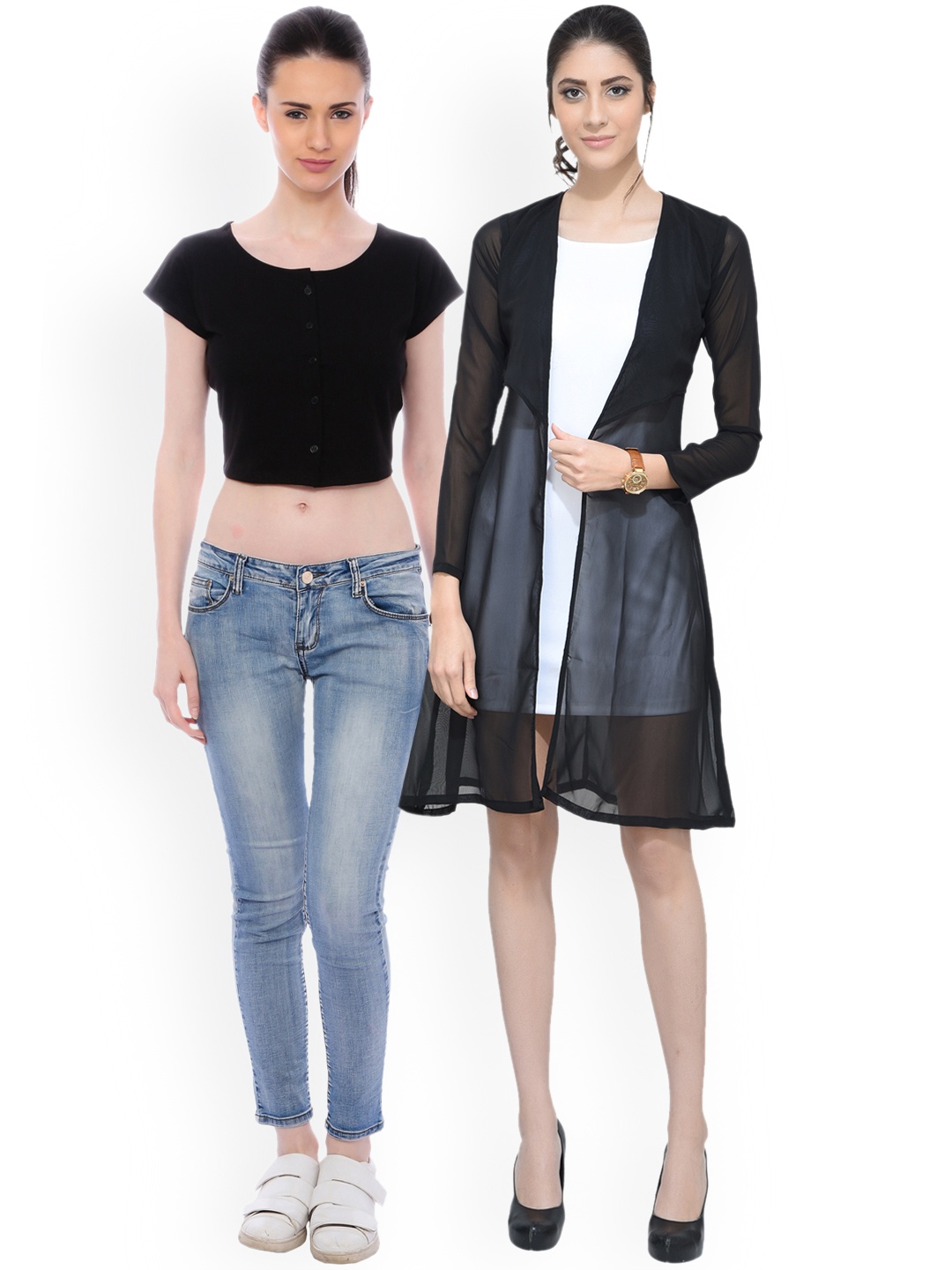 

SCORPIOUS Women Pack of Shrug & Pure Cotton Top, Black