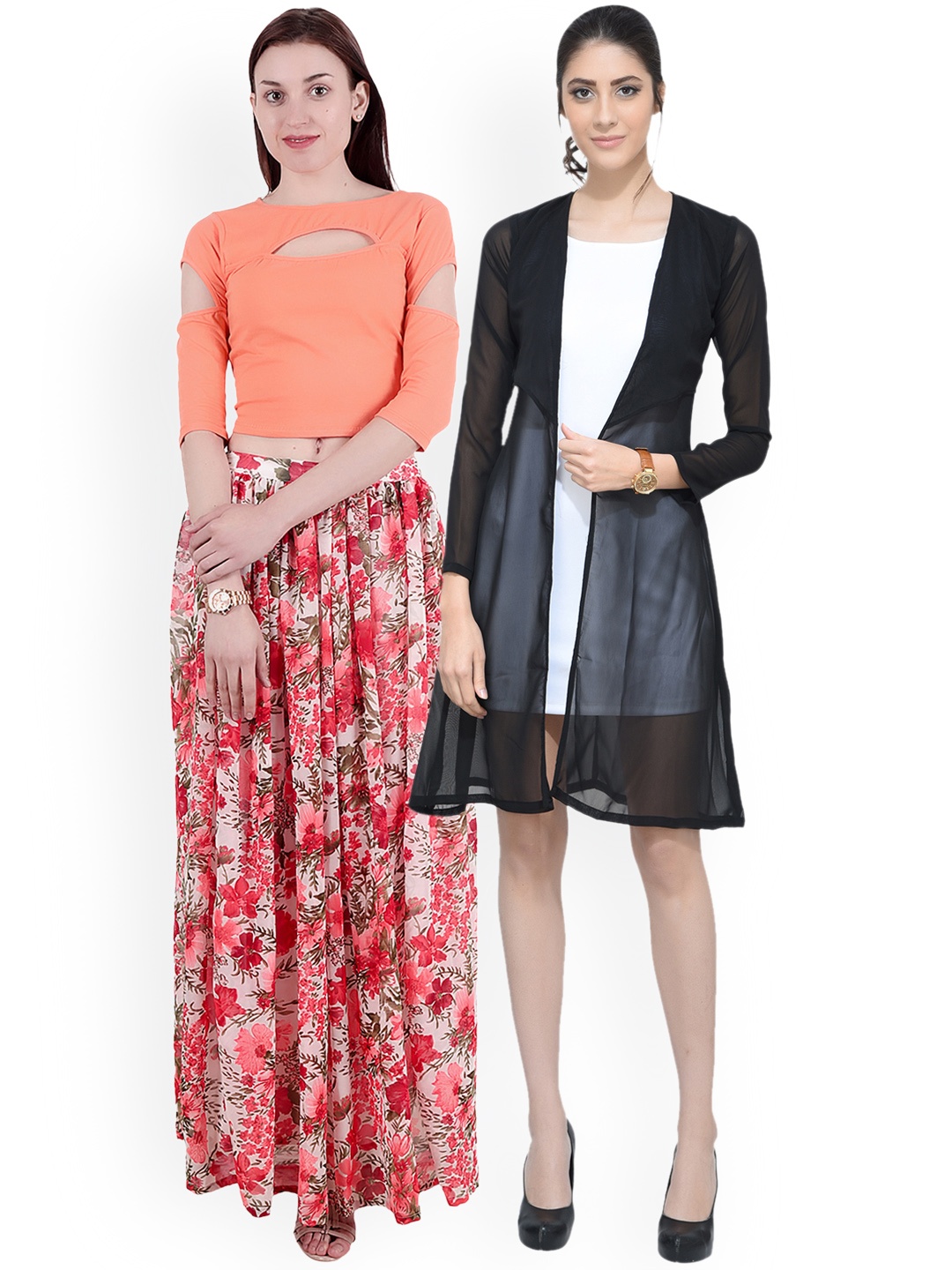 

SCORPIOUS Women Pack of Shrug & Top, Orange