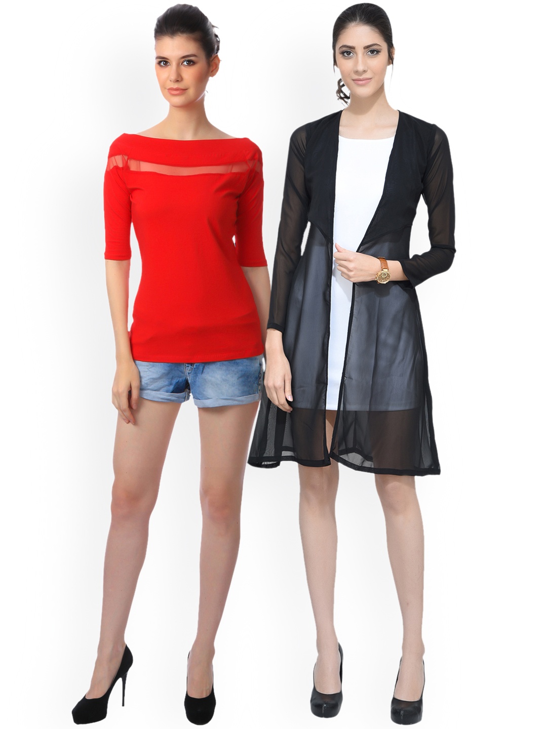 

SCORPIOUS Women Pack of Shrug & Top, Red