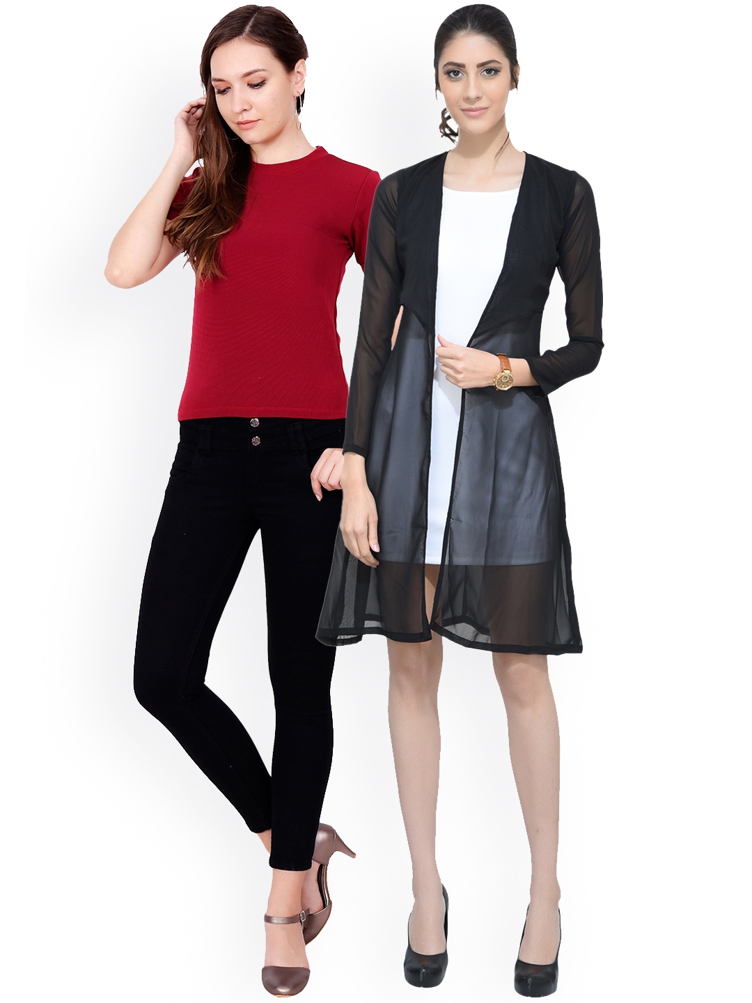 

SCORPIOUS Women Pack of Shrug & Top, Maroon