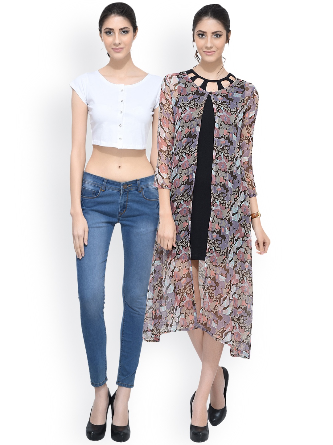 SCORPIOUS Women Pack of Shrug & Top, Multi