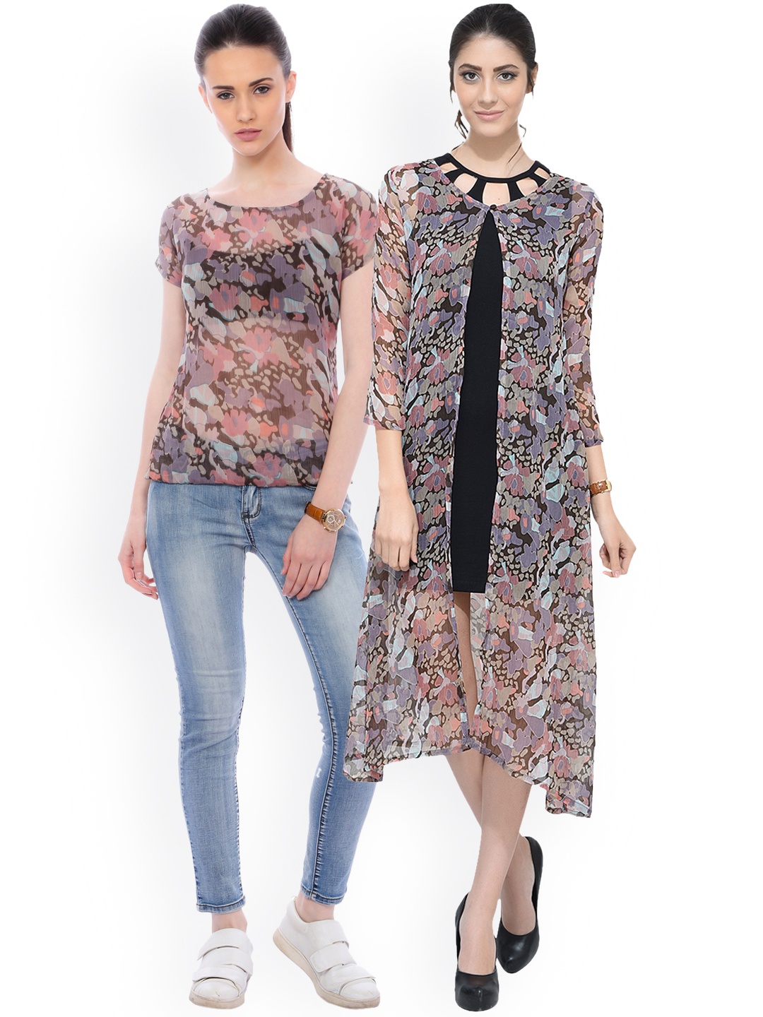 SCORPIOUS Women Pack of Shrug & Top, Multi