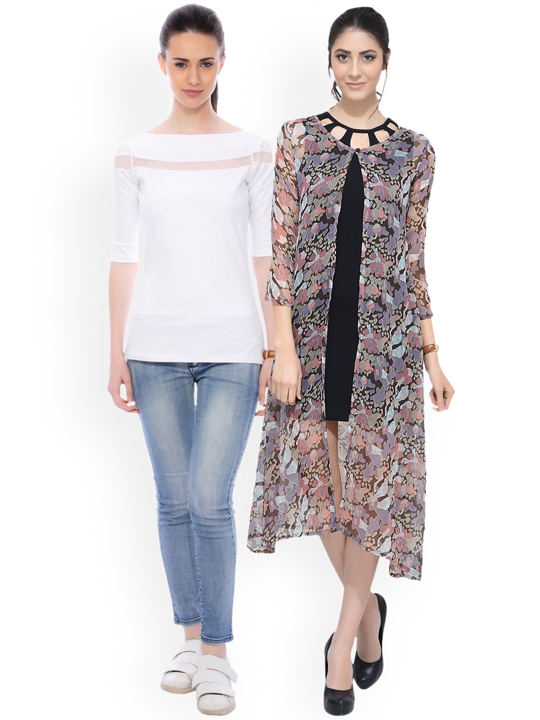 SCORPIOUS Women Pack of Shrug & Top, Multi
