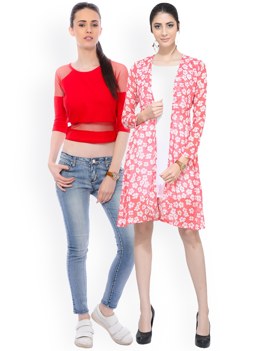 

SCORPIOUS Women Pack of Shrug & Pure Cotton Top, Red
