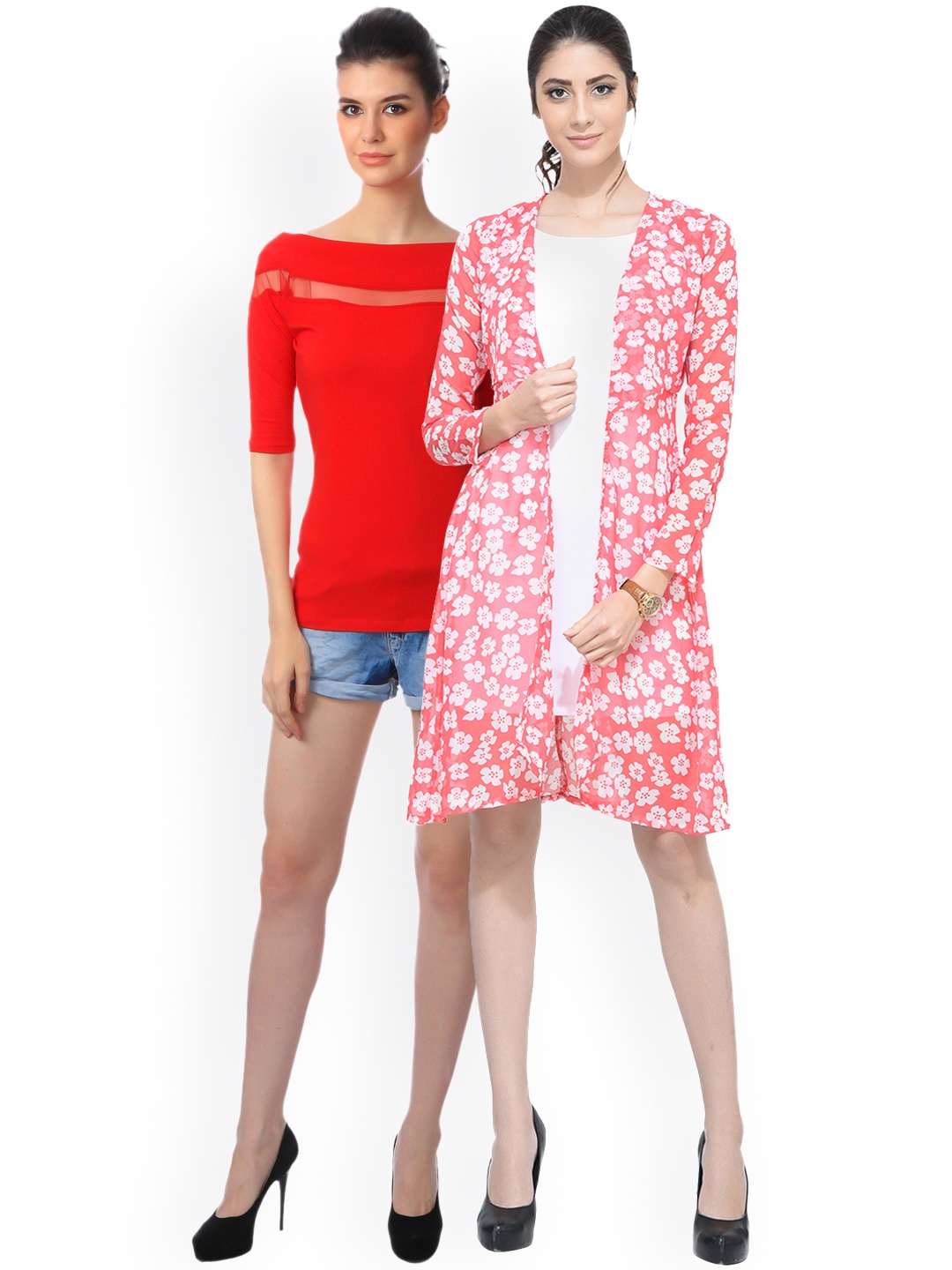 

SCORPIOUS Women Pack of Shrug & Top, Red