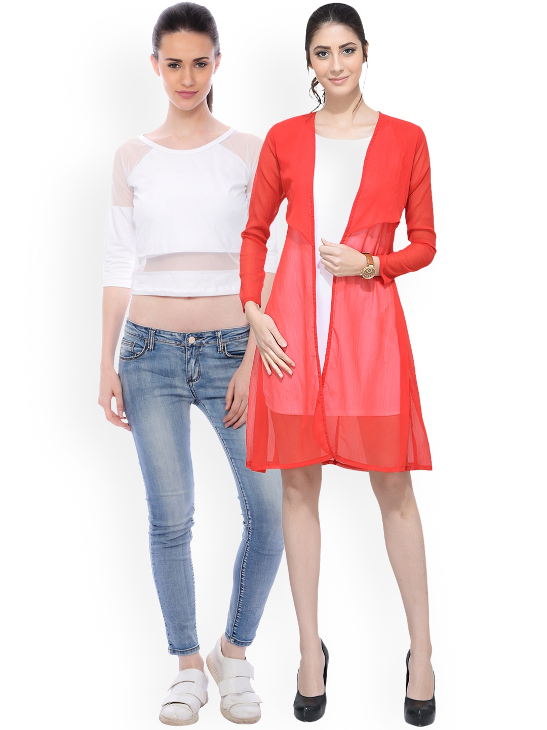 SCORPIOUS Women Pack of Shrug & Top, White