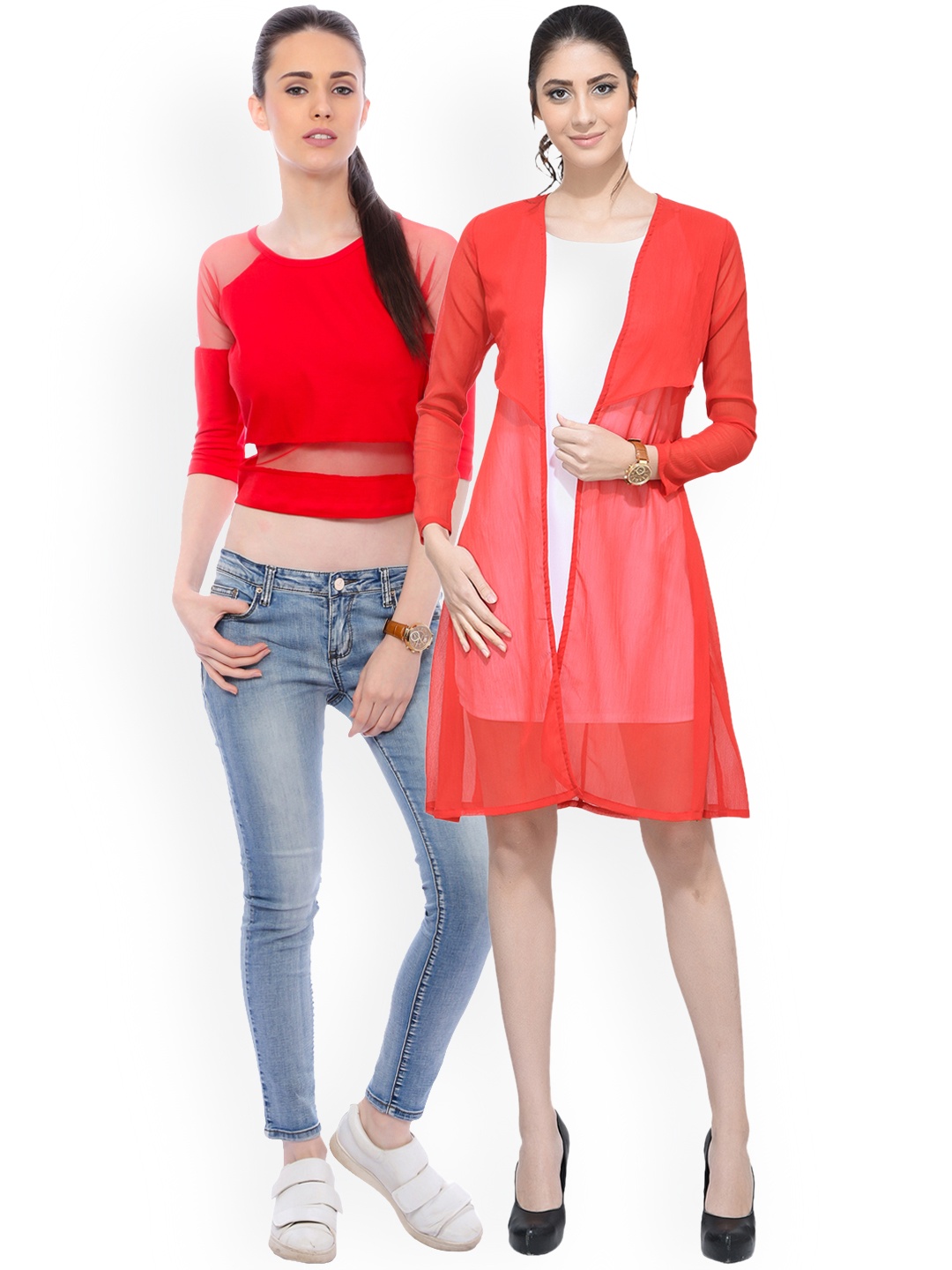 

SCORPIOUS Women Pack of Shrug & Pure Cotton Top, Red