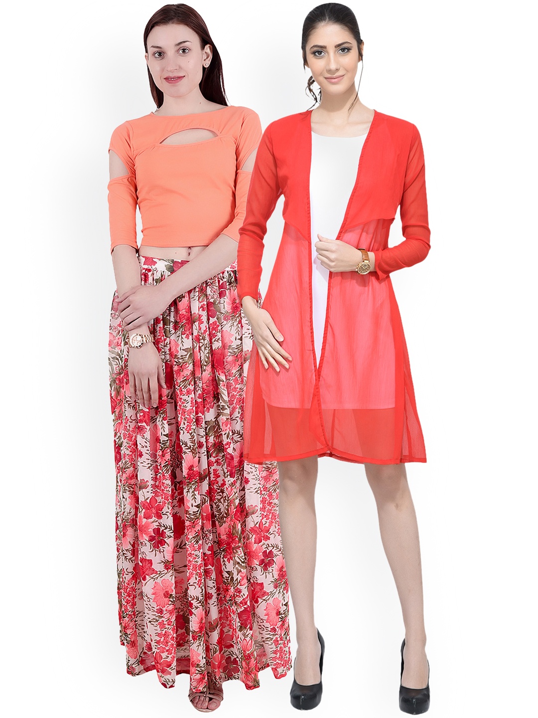 

SCORPIOUS Women Pack of Shrug & Top, Orange
