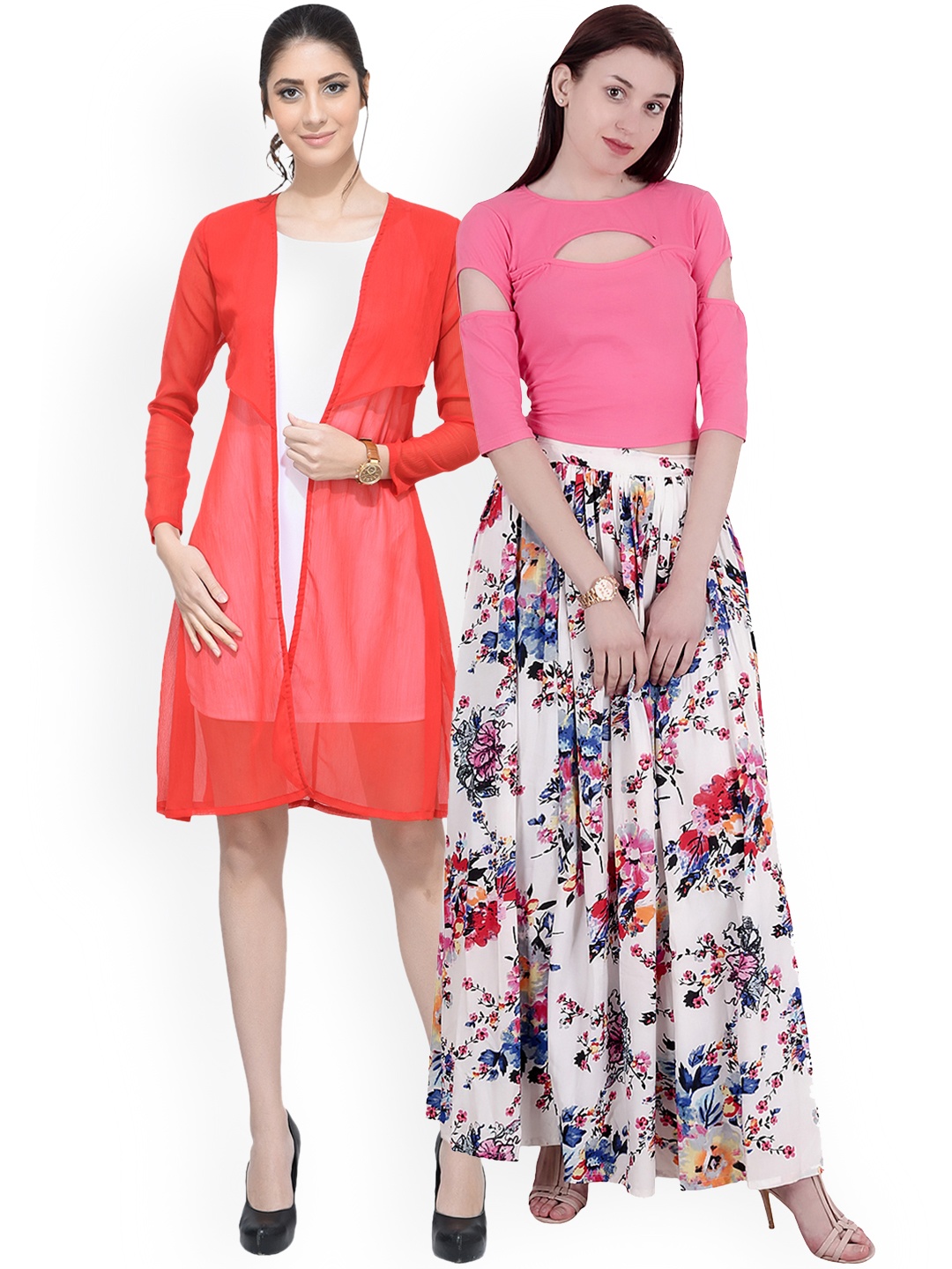 SCORPIOUS Women Pack of Shrug & Top, Pink