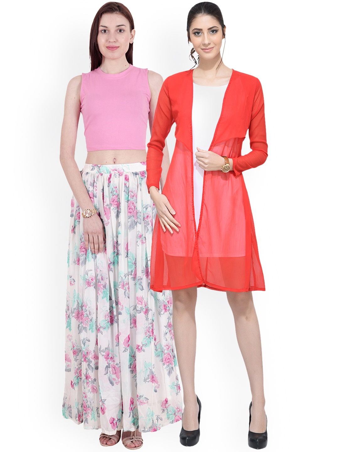 SCORPIOUS Women Pack of Shrug & Pure Cotton Top, Pink