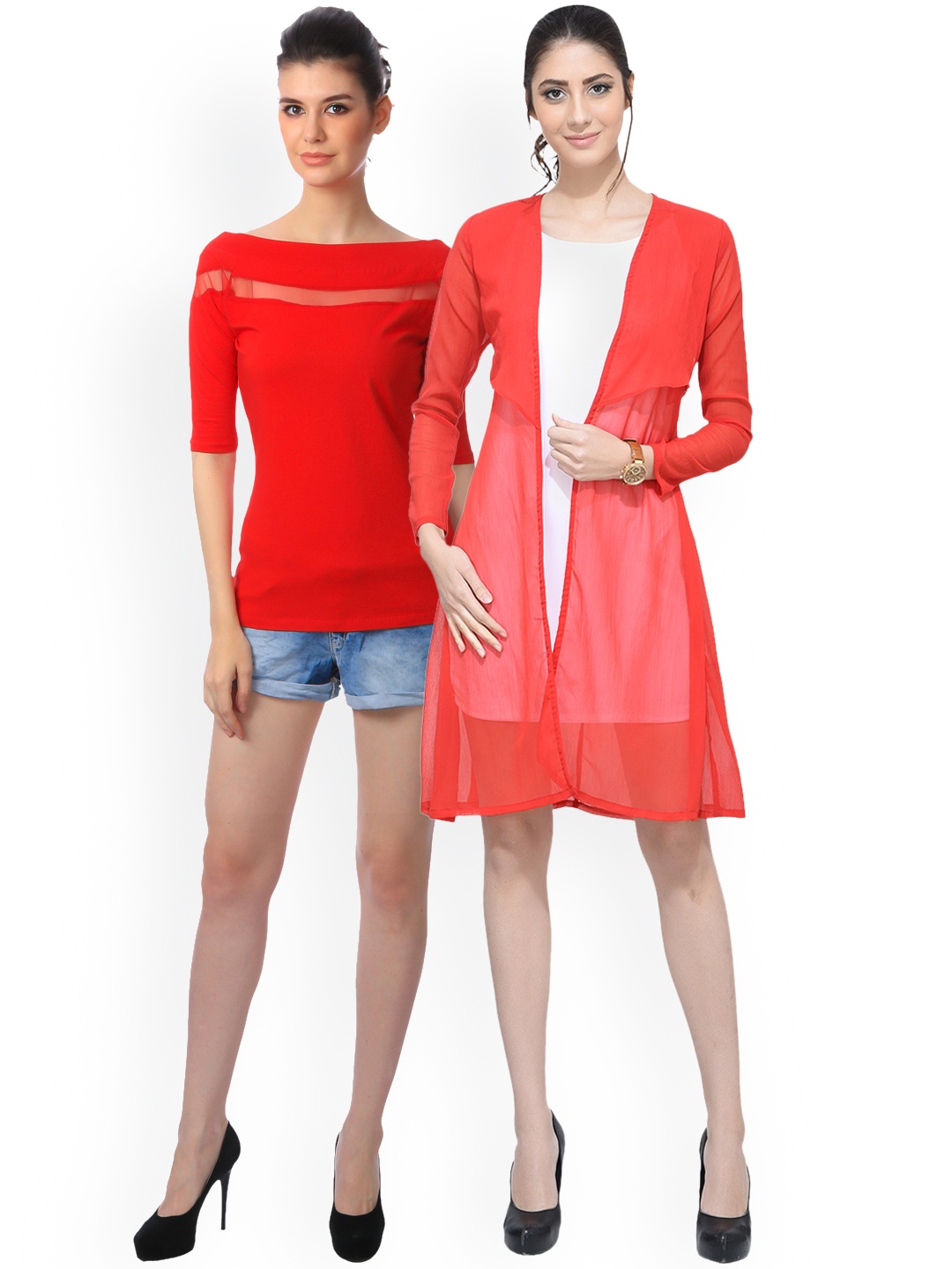 

SCORPIOUS Women Pack of Shrug & Top, Red