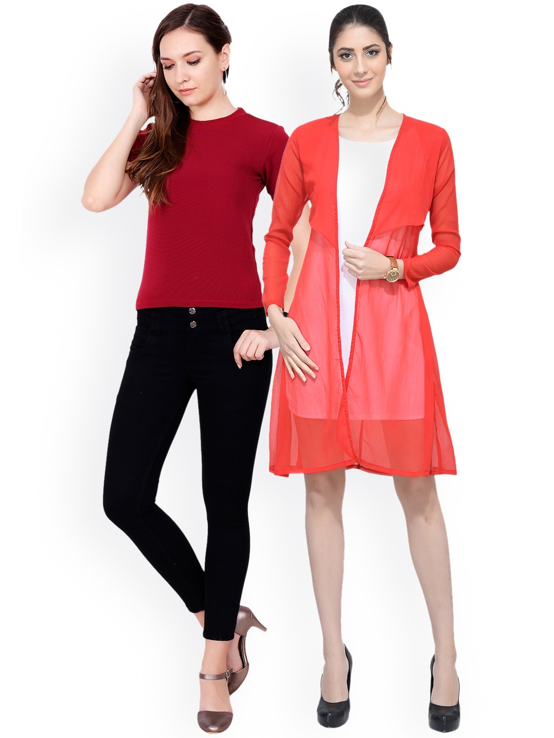 

SCORPIOUS Women Pack of Shrug & Top, Maroon