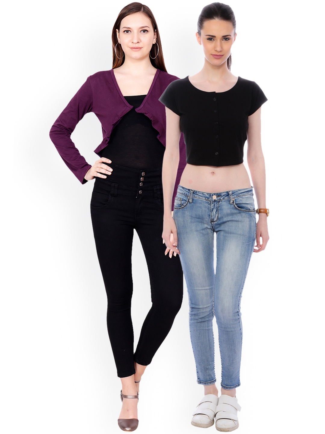 

SCORPIOUS Women Pack of Shrug & Top, Purple