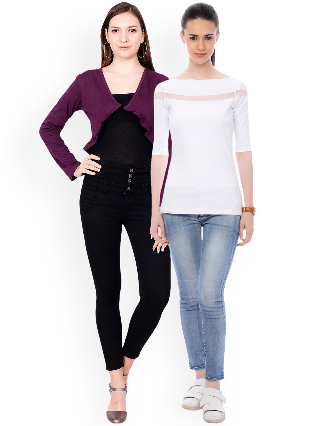 

SCORPIOUS Women Pack of Shrug & Top, White