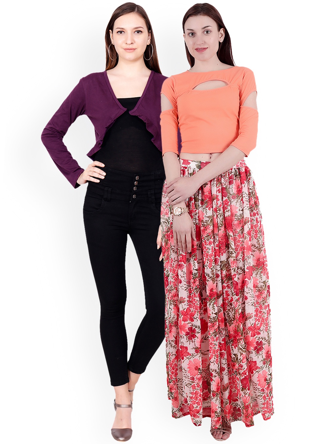 

SCORPIOUS Women Pack of Shrug & Top, Orange