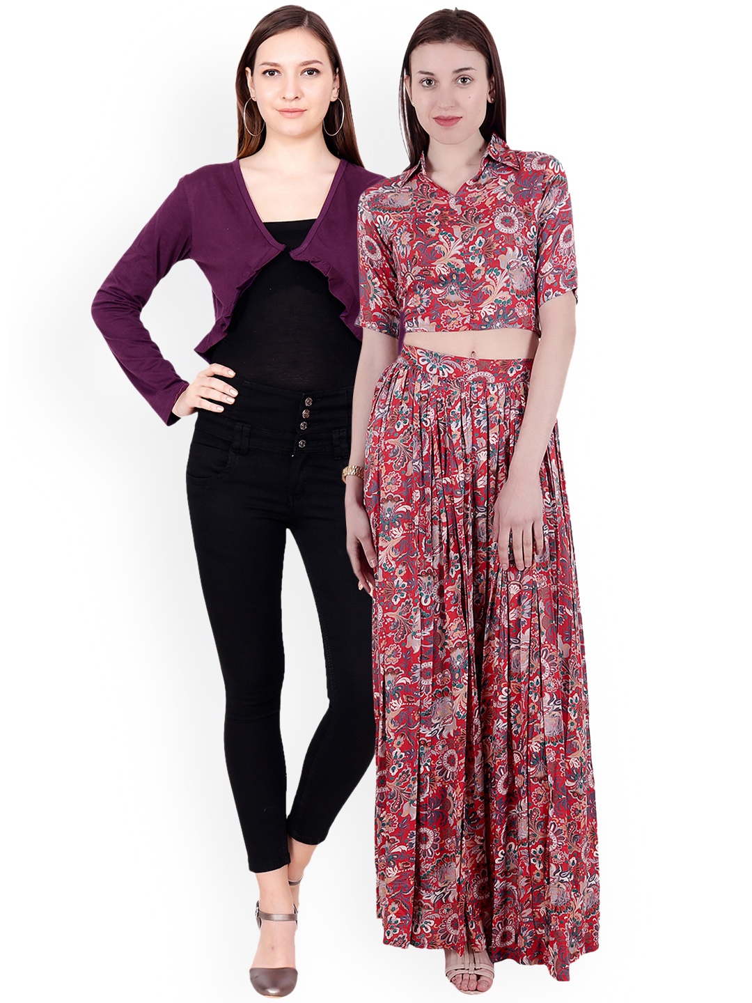 

SCORPIOUS Women Pack of Shrug & Top, Red