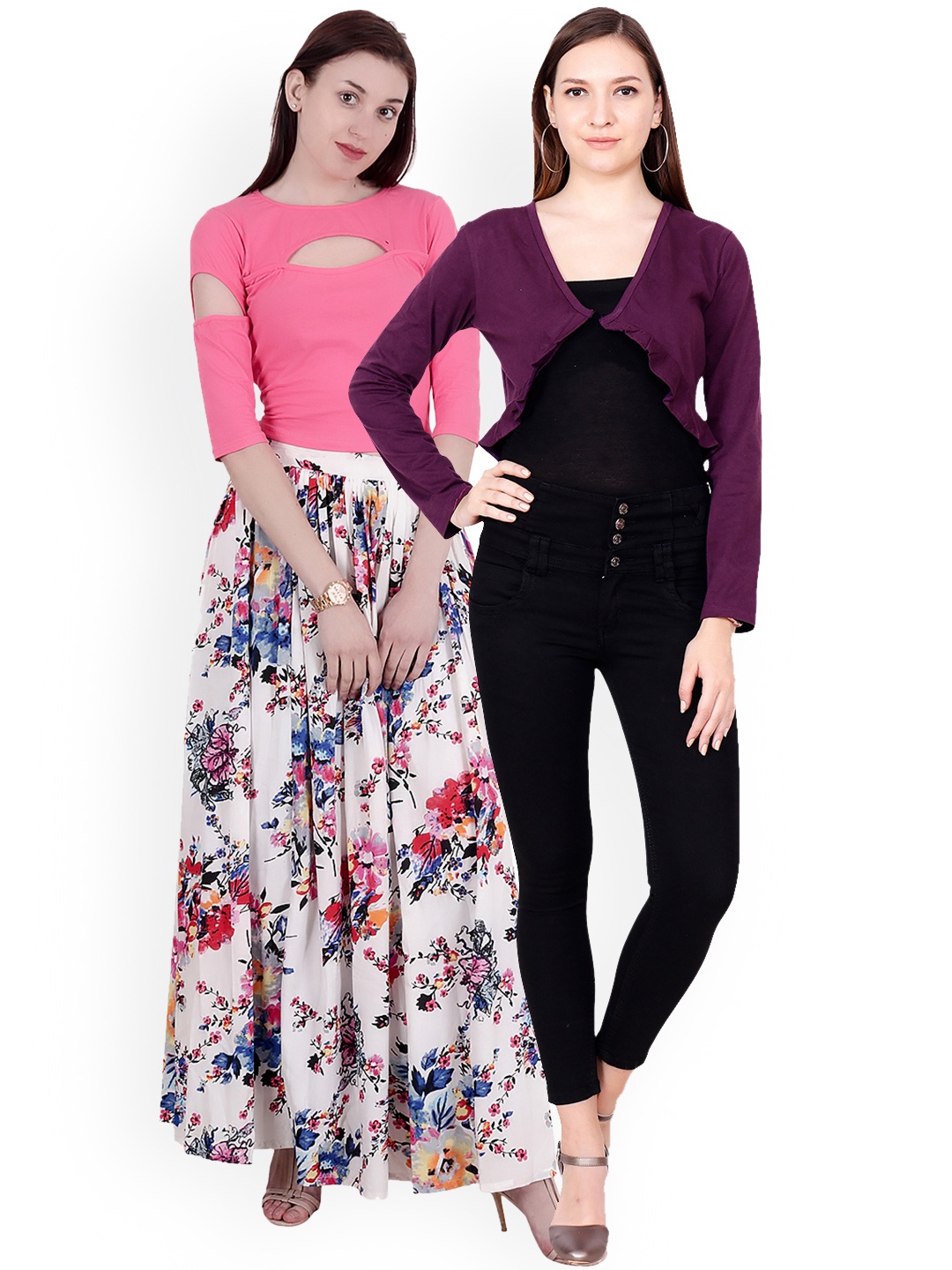 

SCORPIOUS Women Pack of Shrug & Top, Pink